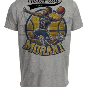 Murray State Racers Ja Morant Exclusive Retro March Madness Basketball Artwork Heather Gray Sublimated T-Shirt