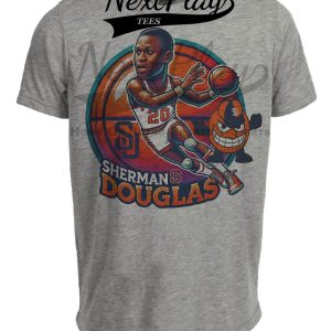 Syracuse Orange Sherman Douglas Exclusive Retro March Madness Basketball Artwork Heather Gray Sublimated T-Shirt