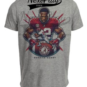 Alabama Crimson Tide Derrick Henry Exclusive Retro Football Artwork Heather Gray Sublimated T-Shirt