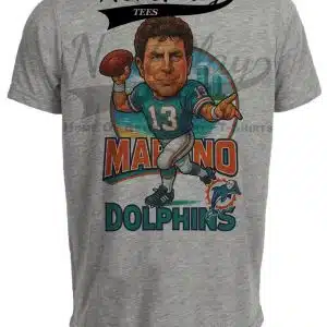 Miami Dolphins Dan Marino Exclusive Retro Football City Artwork Heather Gray Sublimated T-Shirt