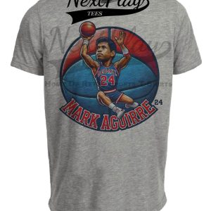 DePaul Blue Demons Mark Aguirre Exclusive Retro March Madness Basketball Artwork Heather Gray Sublimated T-Shirt