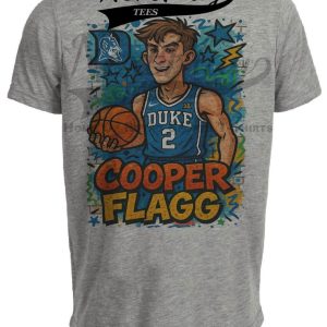 Duke Blue Devils Cooper Flagg Graffiti Exclusive Retro March Madness Basketball Artwork Heather Gray Sublimated T-Shirt
