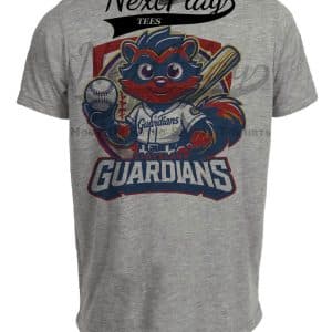 Cleveland Guardians Exclusive Retro Baseball Mascot Artwork Heather Gray Sublimated T-Shirt