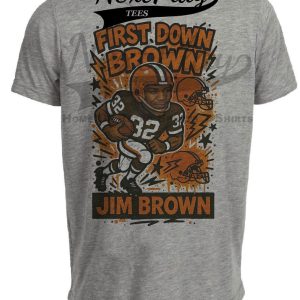 Cleveland Browns Jim Brown Exclusive Retro Football Graffiti Artwork Heather Gray Sublimated T-Shirt