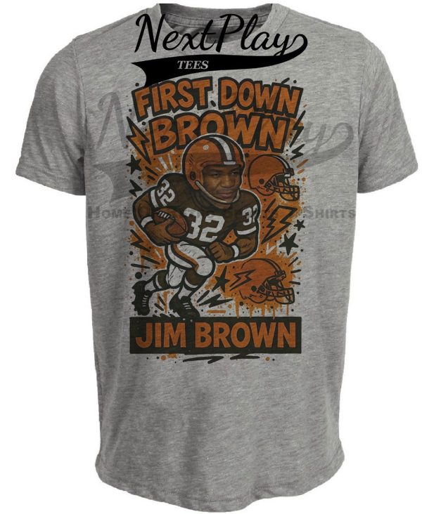 Cleveland Browns Jim Brown Exclusive Retro Football Graffiti Artwork Heather Gray Sublimated T-Shirt