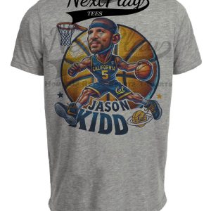 California Golden Bears Jason Kidd Exclusive Retro March Madness Basketball Artwork Heather Gray Sublimated T-Shirt