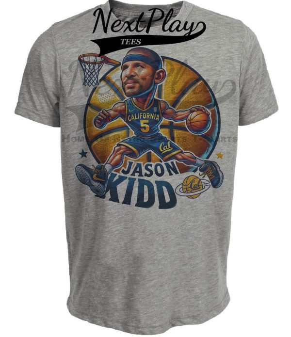 California Golden Bears Jason Kidd Exclusive Retro March Madness Basketball Artwork Heather Gray Sublimated T-Shirt