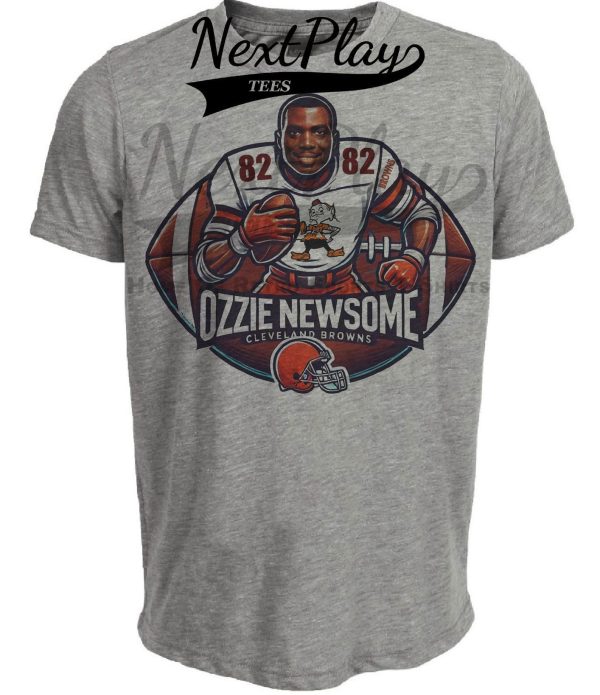 Cleveland Browns Ozzie Newsome Exclusive Retro Football Artwork Heather Gray Sublimated T-Shirt
