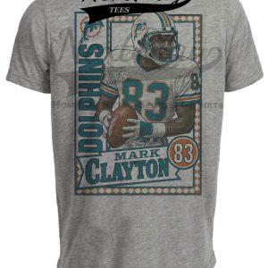 Miami Dolphins Mark Clayton Exclusive Retro Football 1988 Artwork Heather Gray Sublimated T-Shirt