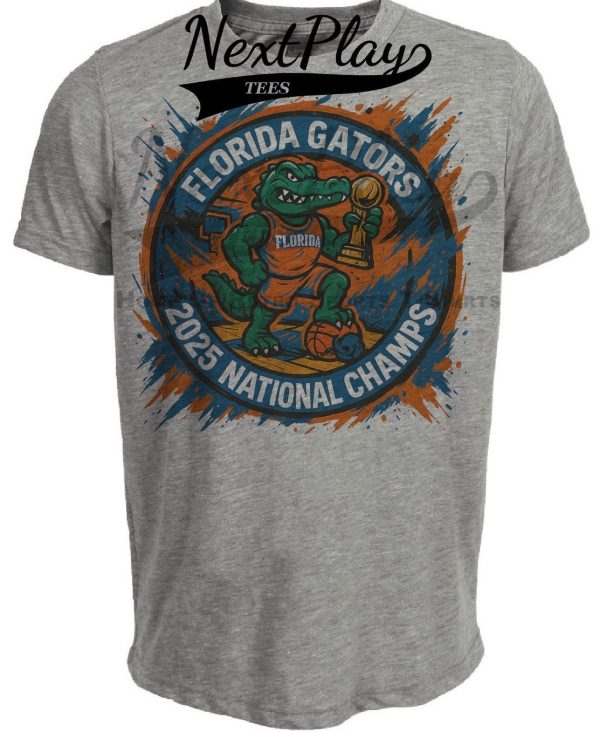 Florida Gators National Champs Graffiti Exclusive Retro March Madness Basketball Artwork Heather Gray Sublimated T-Shirt