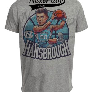 North Carolina Tar Heels Tyler Hansbrough Exclusive Retro March Madness Basketball Artwork Heather Gray Sublimated T-Shirt