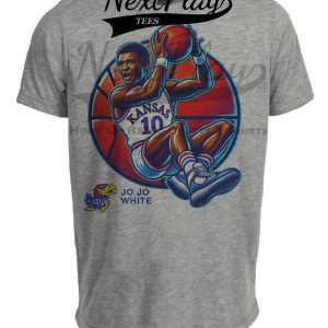 Kansas Jayhawks Jo Jo White Exclusive Retro March Madness Basketball Artwork Heather Gray Sublimated T-Shirt