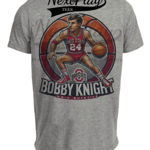 Ohio State Buckeyes Bobby Knight Exclusive Retro March Madness Basketball Artwork Heather Gray Sublimated T-Shirt