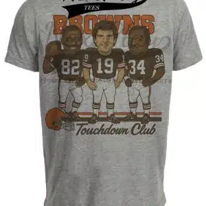 Cleveland Browns Touchdown Club Ozzie Newsome, Bernie Kosar, & Kevin Mack Exclusive Retro Football Artwork Heather Gray Sublimated T-Shirt