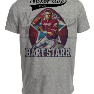 Alabama Crimson Tide Bart Starr Exclusive Retro Football Artwork Heather Gray Sublimated T-Shirt