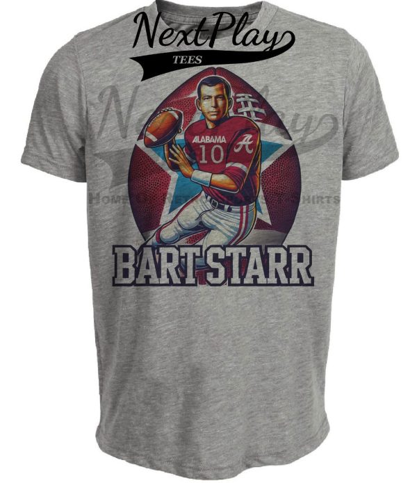 Alabama Crimson Tide Bart Starr Exclusive Retro Football Artwork Heather Gray Sublimated T-Shirt