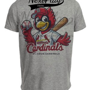St. Louis Cardinals Exclusive Retro Baseball Mascot Artwork Heather Gray Sublimated T-Shirt