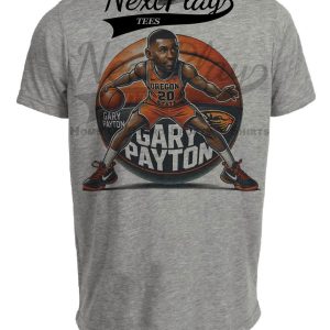 Gary Payton PG Exclusive Retro March Madness Basketball Artwork Heather Gray Sublimated T-Shirt