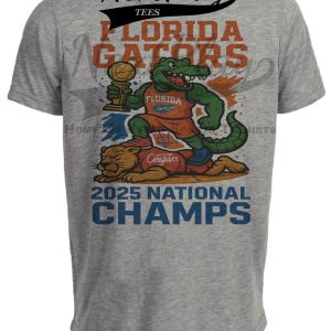 Florida Gators National Champions Exclusive Retro March Madness Basketball Artwork Heather Gray Sublimated T-Shirt