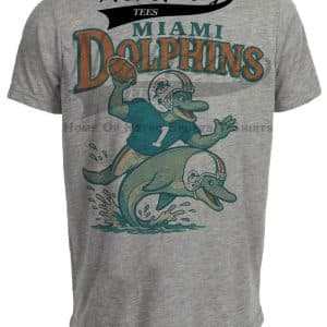 Miami Dolphins Mascots Exclusive Retro Football 1983 Artwork Heather Gray Sublimated T-Shirt