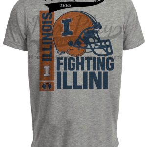 Illinois Fighting Illini Throwback Exclusive Retro Football Artwork Heather Gray Sublimated T-Shirt