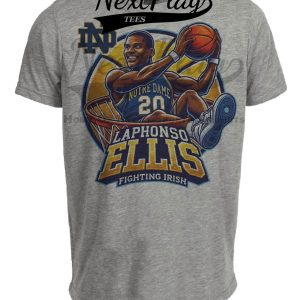 Notre Dame Fighting Irish LaPhonso Ellis Exclusive Retro March Madness Basketball Artwork Heather Gray Sublimated T-Shirt