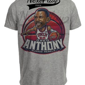 UNLV Rebels Greg Anthony Exclusive Retro March Madness Basketball Artwork Heather Gray Sublimated T-Shirt