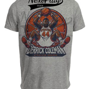 Syracuse Orange Derrick Coleman Exclusive Retro March Madness Basketball Artwork Heather Gray Sublimated T-Shirt