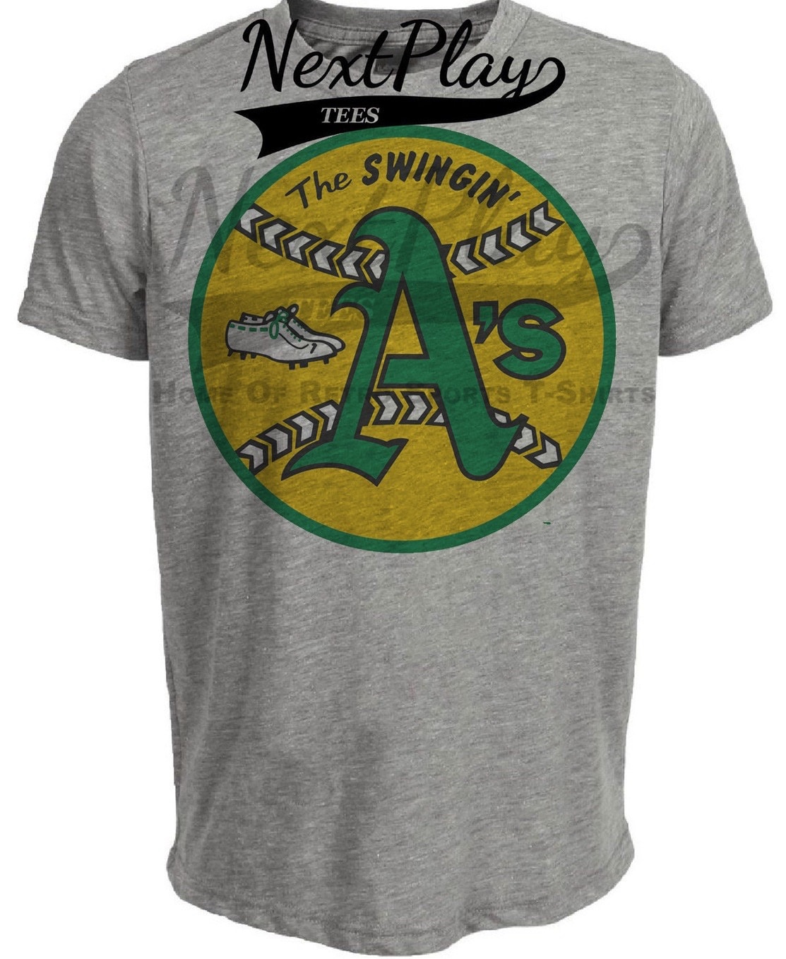 Oakland A’s Retro Baseball 1971 Artwork Heather Gray Sublimated T-Shirt