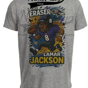 Baltimore Ravens Lamar Jackson Graffiti Exclusive Retro Football Artwork Heather Gray Sublimated T-Shirt