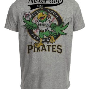 Pittsburgh Pirates Exclusive Retro Baseball Mascot Artwork Heather Gray Sublimated T-Shirt