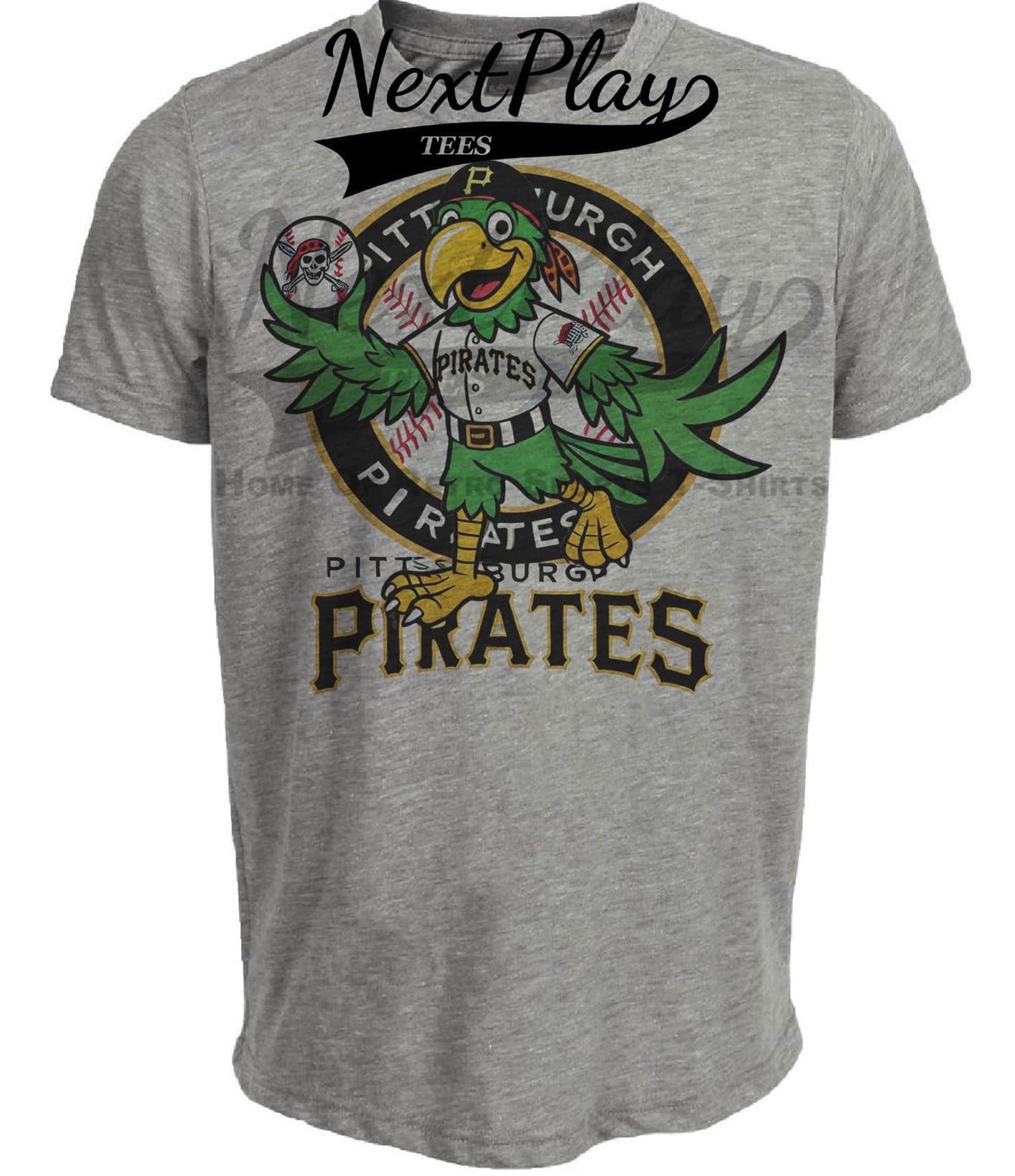 Pittsburgh Pirates Exclusive Retro Baseball Mascot Artwork Heather Gray Sublimated T-Shirt