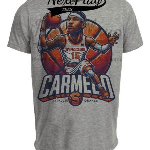 Syracuse Orange Carmelo Anthony Exclusive Retro March Madness Basketball Artwork Heather Gray Sublimated T-Shirt
