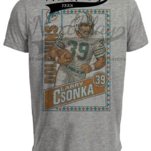 Miami Dolphins Larry Csonka Exclusive Retro Football 1987 Artwork Heather Gray Sublimated T-Shirt