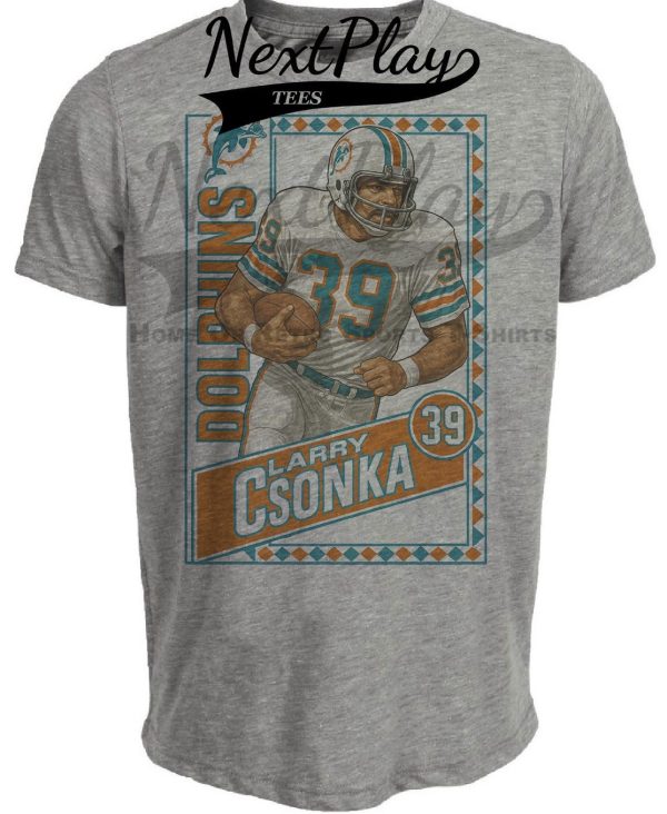 Miami Dolphins Larry Csonka Exclusive Retro Football 1987 Artwork Heather Gray Sublimated T-Shirt