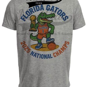 Florida Gators National Championship Exclusive Retro March Madness Basketball Artwork Heather Gray Sublimated T-Shirt