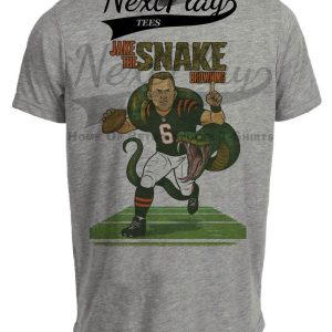 Cincinnati Bengals Jake The Snake Browning Exclusive Retro Football Artwork Heather Gray Sublimated T-Shirt