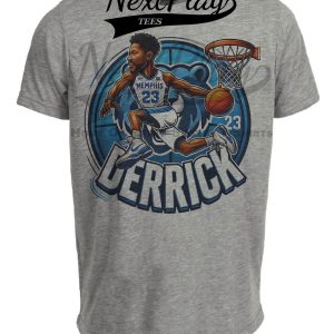 Memphis Tigers Derrick Rose Exclusive Retro March Madness Basketball Artwork Heather Gray Sublimated T-Shirt