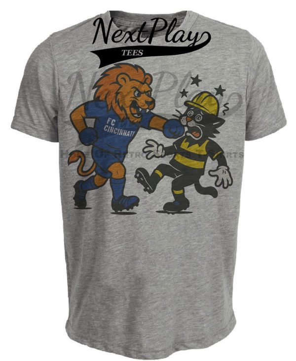 FC Cincinnati vs Columbus Crew Retro Rivals Soccer Artwork Heather Gray Sublimated T-Shirt