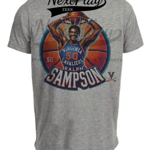 Virginia Cavaliers Ralph Sampson Exclusive Retro March Madness Basketball Artwork Heather Gray Sublimated T-Shirt