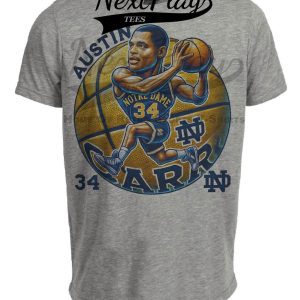 Notre Dame Fighting Irish Austin Carr Exclusive Retro March Madness Basketball Artwork Heather Gray Sublimated T-Shirt