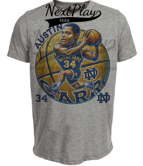 Notre Dame Fighting Irish Austin Carr Exclusive Retro March Madness Basketball Artwork Heather Gray Sublimated T-Shirt