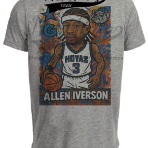Georgetown Hoyas Allen Iverson Exclusive Caricature Basketball Artwork Heather Gray Sublimated T-Shirt