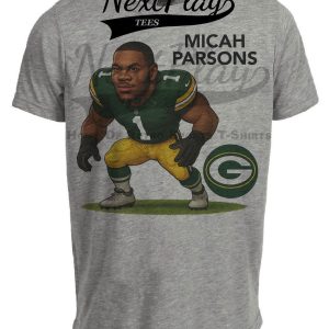 Green Bay Packers Micah Parsons Exclusive Caricature Football Artwork Heather Gray Sublimated T-Shirt