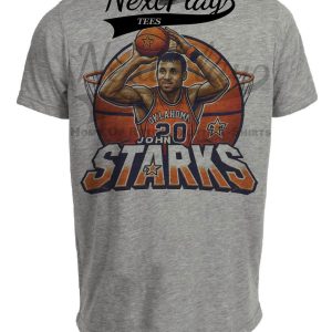 Oklahoma State Cowboys John Starks Exclusive Retro March Madness Basketball Artwork Heather Gray Sublimated T-Shirt