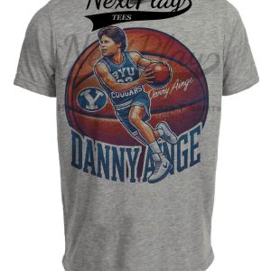 BYU Cougars Danny Ainge Exclusive Retro March Madness Basketball Artwork Heather Gray Sublimated T-Shirt