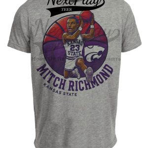 Kansas State Wildcats Mitch Richmond Exclusive Retro March Madness Basketball Artwork Heather Gray Sublimated T-Shirt