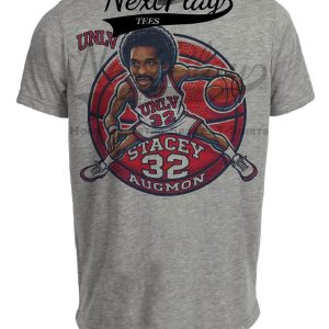 UNLV Rebels Stacey Augmon Exclusive Retro March Madness Basketball Artwork Heather Gray Sublimated T-Shirt
