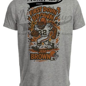 Cleveland Browns Jim Brown First Down Exclusive Retro Football Graffiti Artwork Heather Gray Sublimated T-Shirt