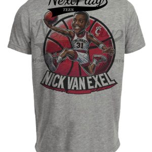 Cincinnati Bearcats Nick Van Exel Exclusive Retro March Madness Basketball Artwork Heather Gray Sublimated T-Shirt
